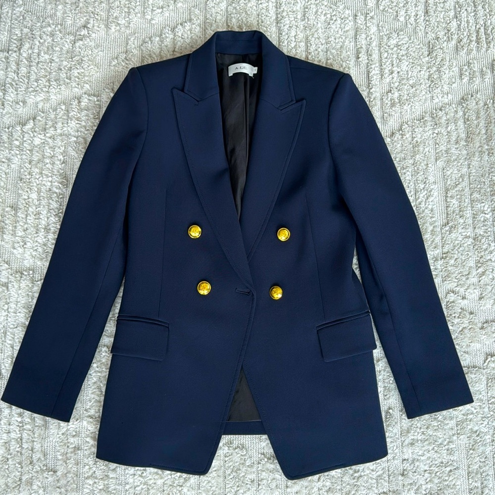 A.L.C. Sedgwick II Double-Breasted Blazer in Blue/Gold - size 4 - retail $695